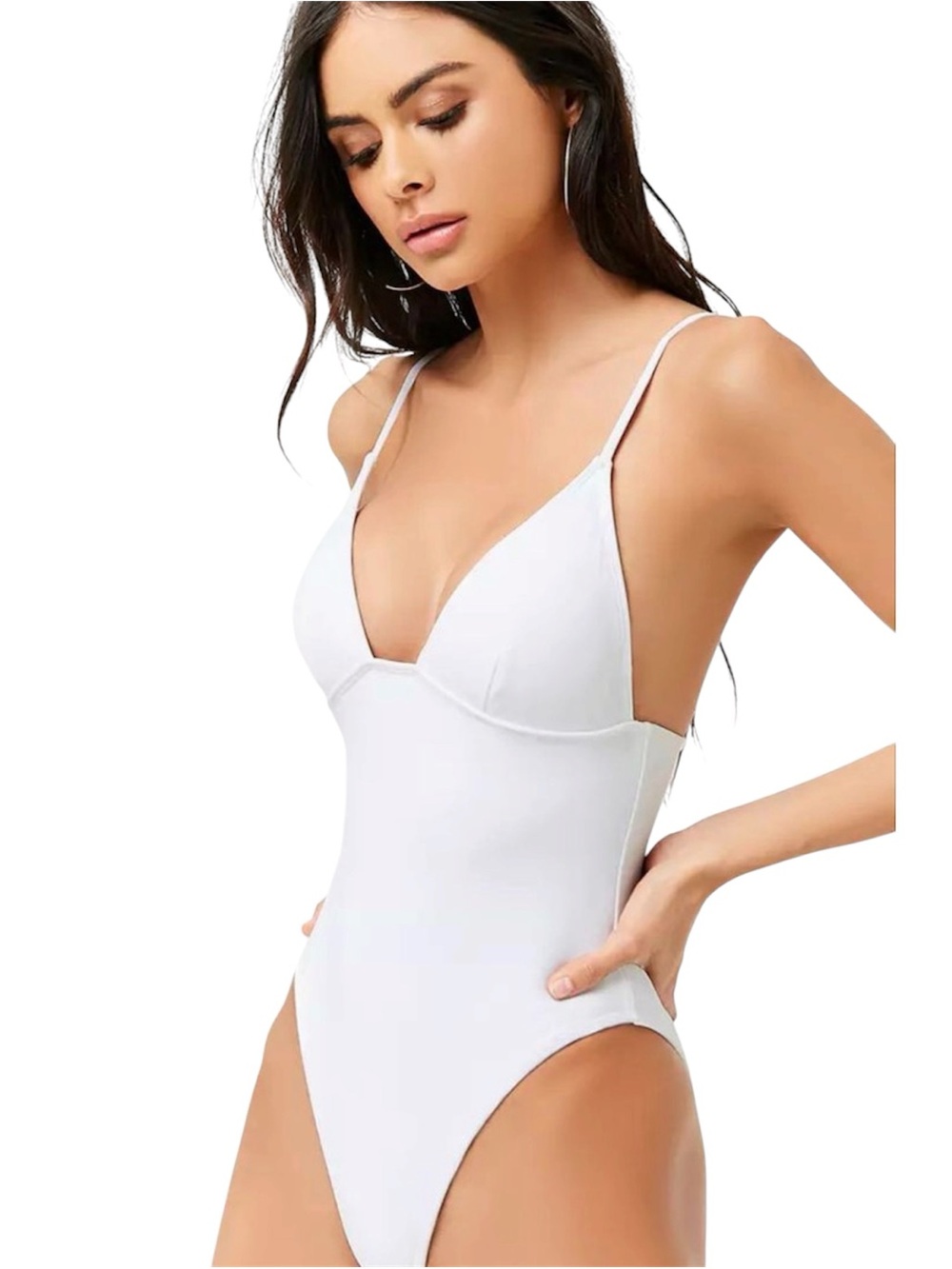 Luxury White Hi-Thigh-Cut One-Piece Slimming Swimsuit Bodysuit XS